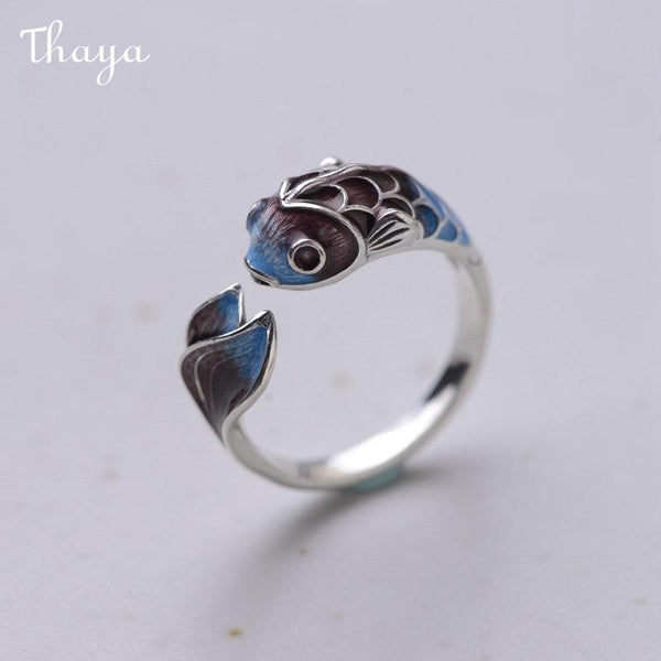 Thaya Cloisonne Lotus Adjustable Ring