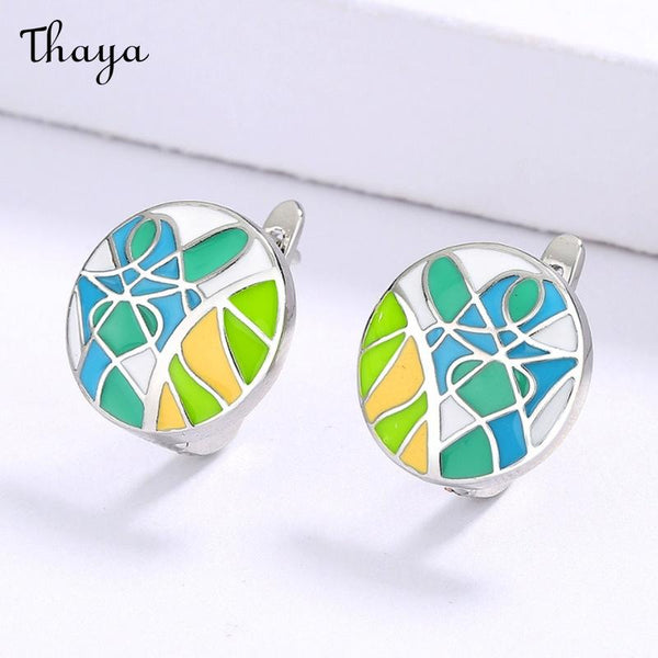 Thaya  Enamel Art Graffiti  Spring Earrings