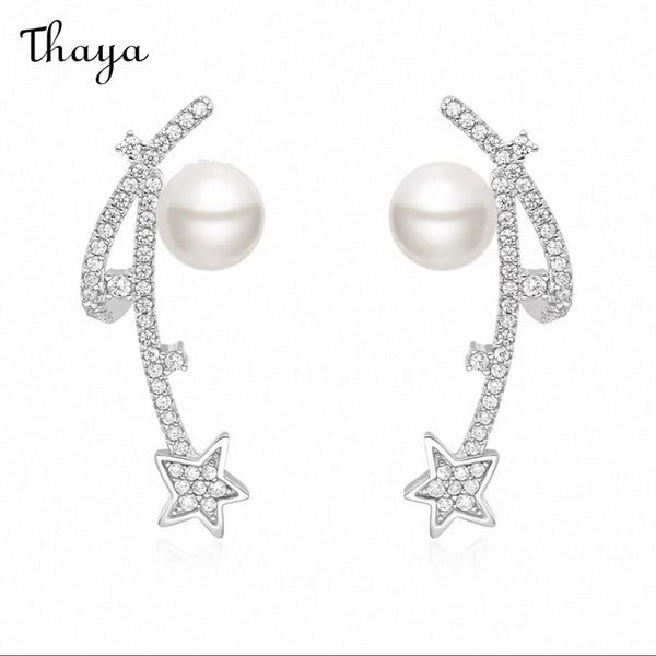 Thaya Pearl Star Asymmetric Earrings