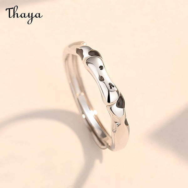 Thaya S925 Silver Cat and Dog Footprints Couple Rings Bracelets