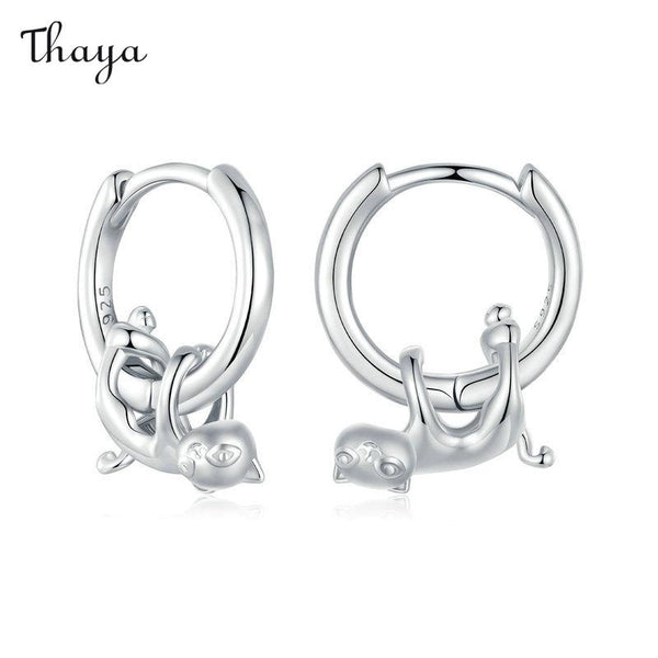 Thaya 925 Silber Hängende Katzenohrringe