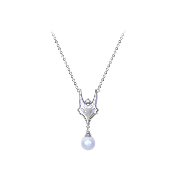Thaya Fox Head  Purple Shell Beads Necklace