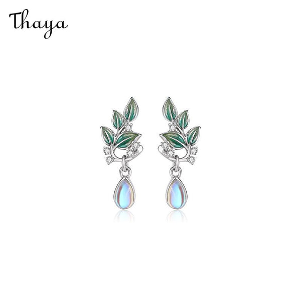 Thaya 925 Silver Epoxy Leaf Earrings