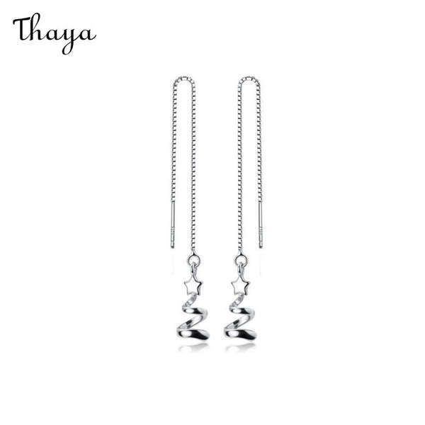 Thaya 925 Silver Pentagram Earrings