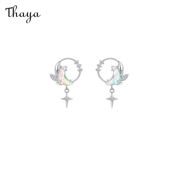 Thaya 925 Silver Moon Splash Galaxy  Earrings