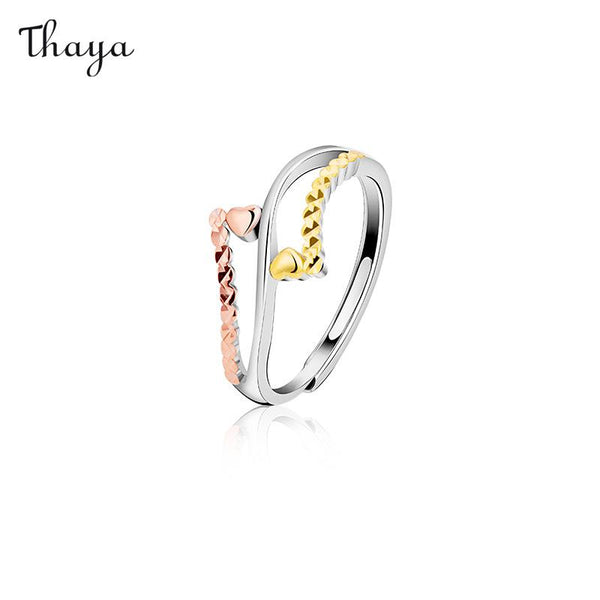 Thaya  925 Silver Color Gold Plated Heart To Heart  Ring