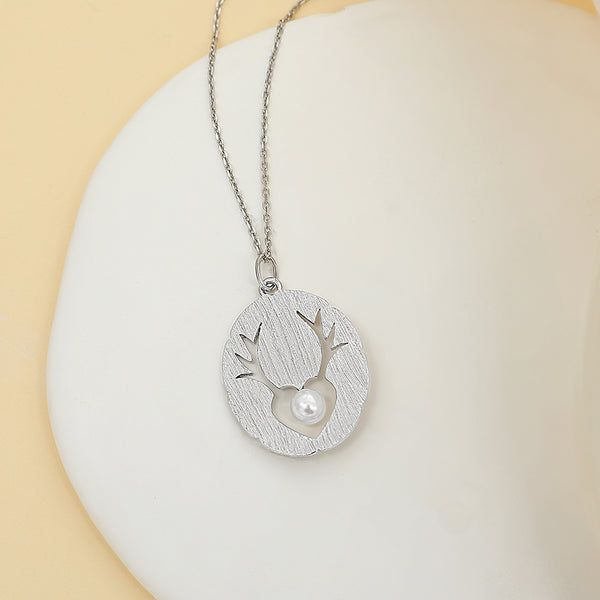 Thaya 925 Silver Vintage Hollow  Antler Tag Necklace