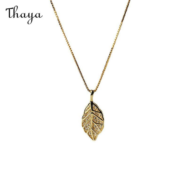 Thaya 925 Silver One Leaf Necklace