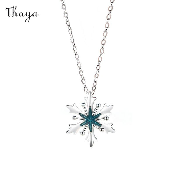 Thaya 925 Silver Snowflake Hexagram Necklace