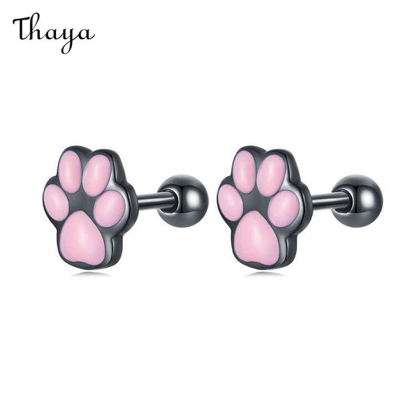 Thaya 925 Silver  Cute Cat Paw Earrings