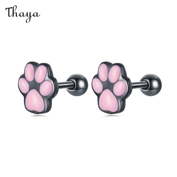 Boucles d'oreilles patte de chat mignon en argent 925 Thaya