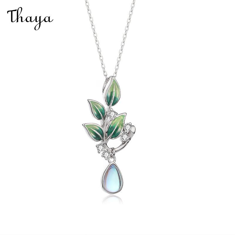 Thaya 925 Silberne Epoxid-Blatt-Halskette