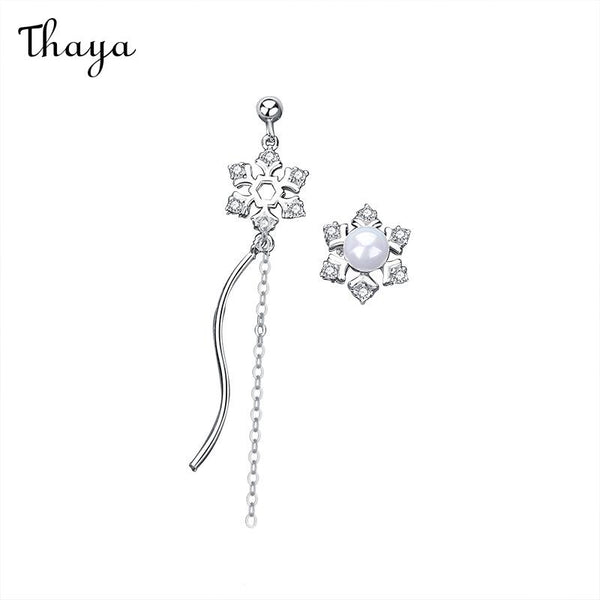 Boucles d'oreilles Thaya en argent 925 avec 24 termes solaires et perles de neige lourdes