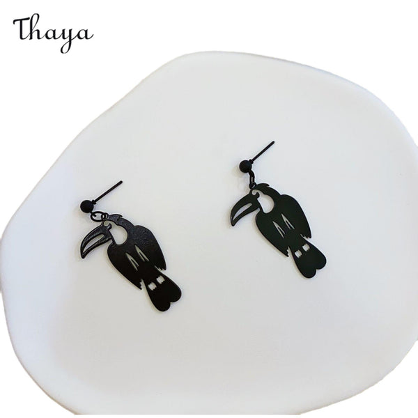 Boucles d'oreilles Thaya Corbeau Noir