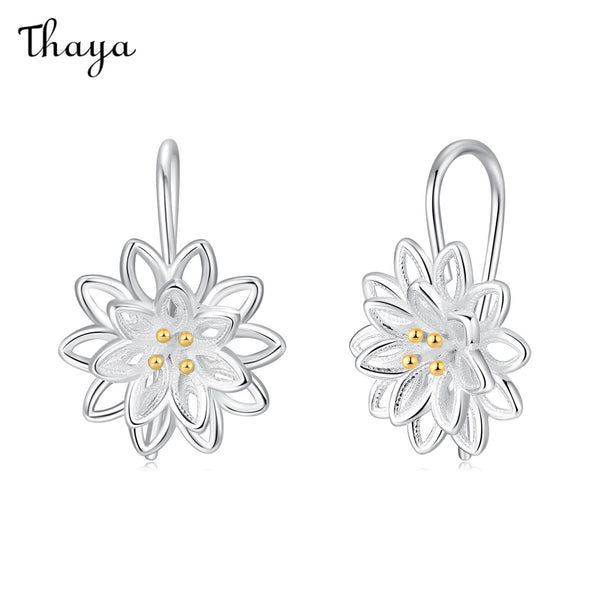 Thaya 999 Silver  Full Bloom Flower  Earrings