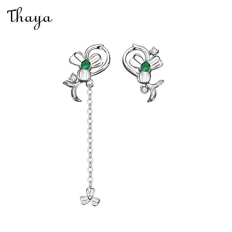 Thaya 925 Silver Green Solar Earrings