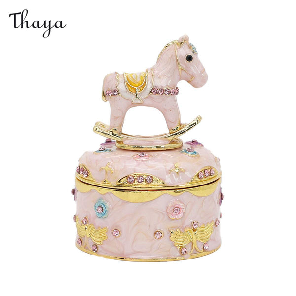 Thaya – petite boîte à bijoux en alliage avec cheval à bascule, petite boîte à bijoux