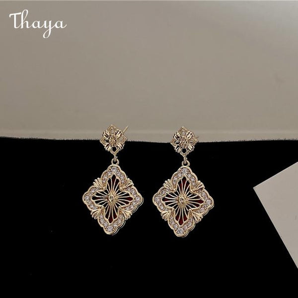 Thaya  Vintage Double-Sided Exquisite Hollow Earrings