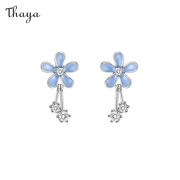 Thaya 925 Silber blaue Gänseblümchen-Ohrringe