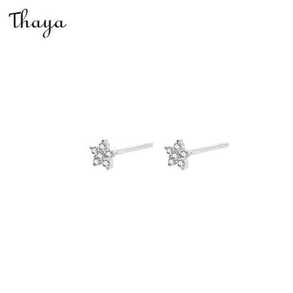 Thaya 925 Silver Flower Zircon Earrings