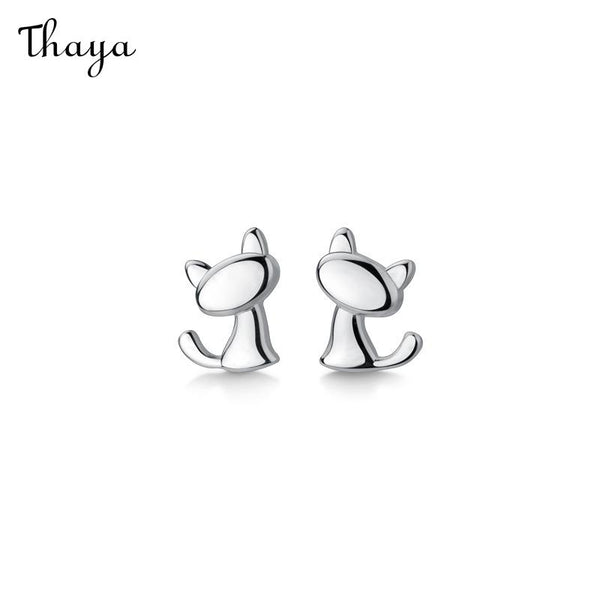Thaya 925 Silver Cute Little Cat Earrings