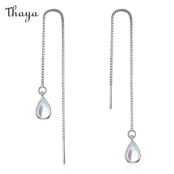 Thaya Moonstone Drop Ear Thread Earrings