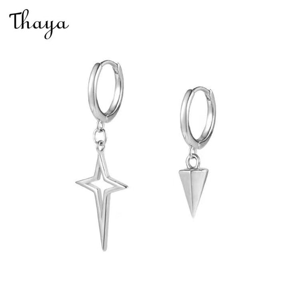 Thaya 999 Silver Star Asymmetrical Earrings