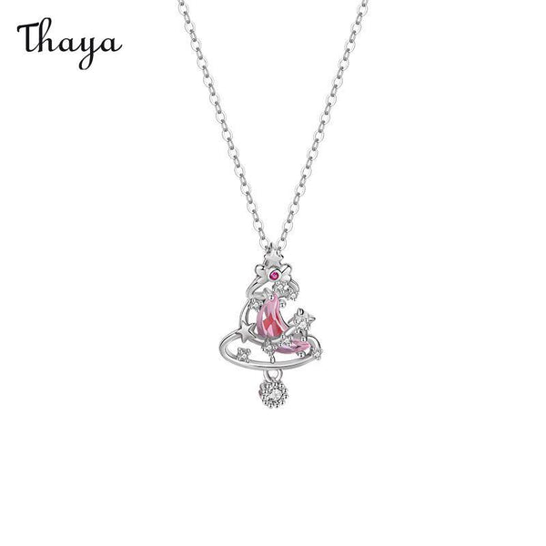 Thaya 925 Silver Fairy Moon Series  Christmas Tree Necklace Set