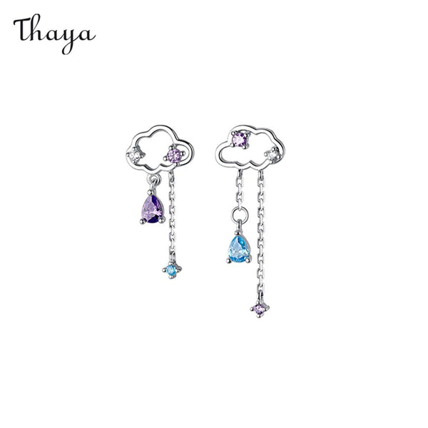 Thaya 925 Silver Cloud Colored Diamond Tassel Earrings