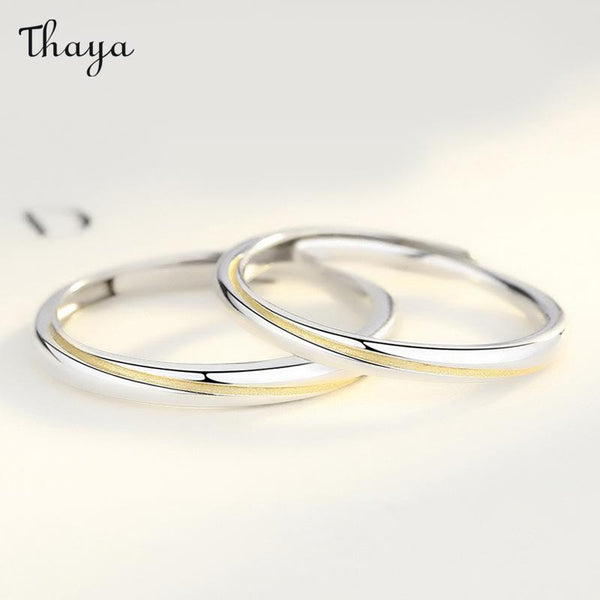 Thaya 925 Silver Love & Honest  Strip Couple Rings