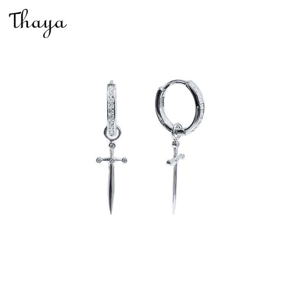 Thaya 925 Silver Dagger Hoop Earrings