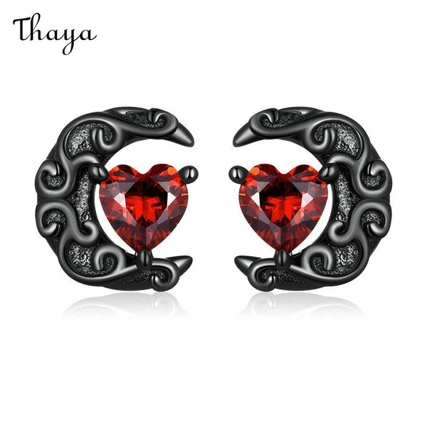 Thaya 925 Silber Dark Night Moonlight Love Ohrstecker