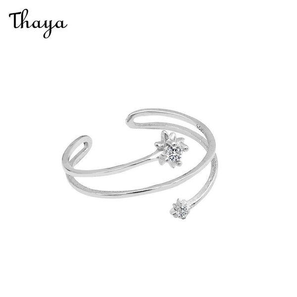 Thaya 925 Silver Hexagram Open Ring