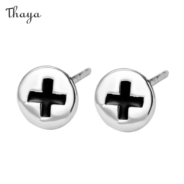 Thaya 925 Silber Runde Kreuz Ohrringe