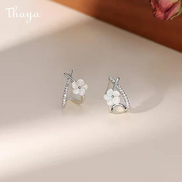 Thaya 925 Silver Elegant Flower Earrings