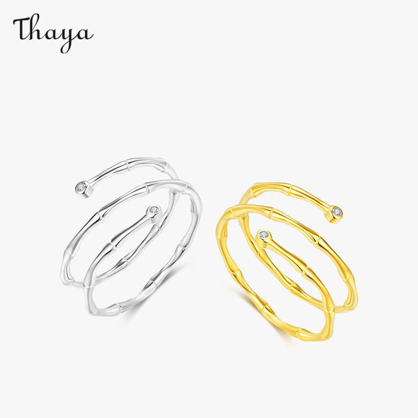 Thaya 925 Silber Minimalistischer Bambusring