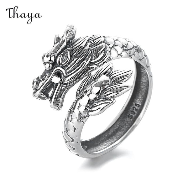 Thaya  925 Silver Three-dimensional Dragon Totem Ring.