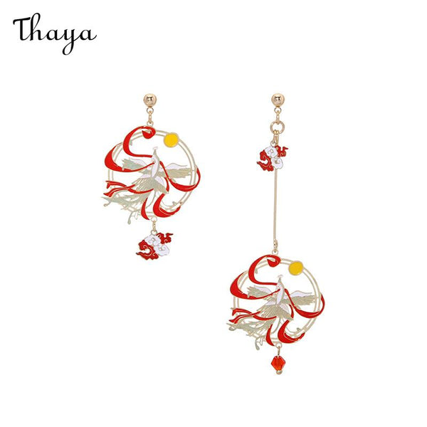 Boucles d'oreilles asymétriques Thaya Phoenix Reborn