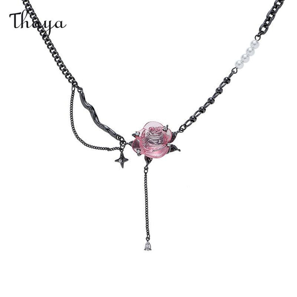 Thaya Rose Pearl Winter Necklace