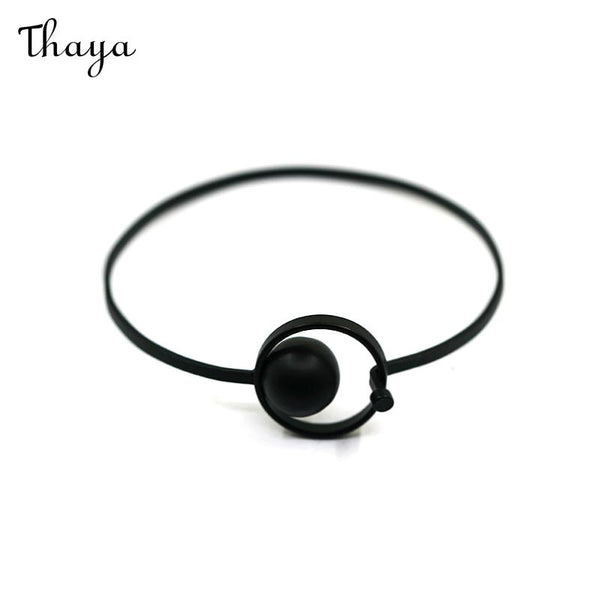 Thaya Minimalism Planet  Geometric  Frosted Black Bracelet
