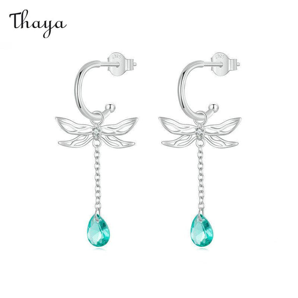 Thaya 925 Silver Dragonfly Tassel Earrings