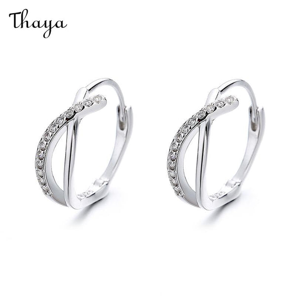 Thaya 925 Silver Cross Hollow Earrings