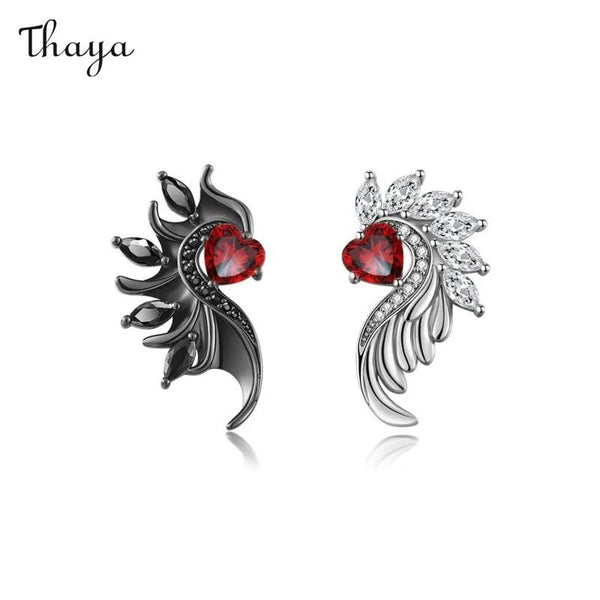 Thaya Black &White Angel Devil Love Wing Earrings