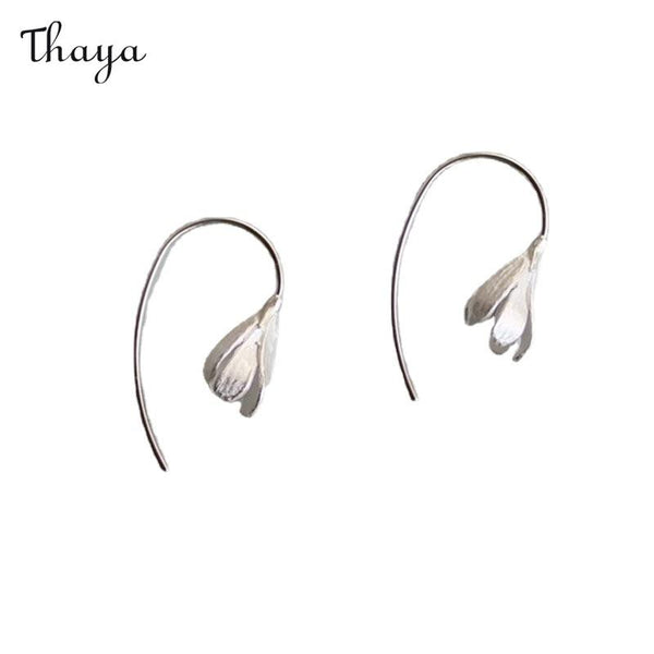 Thaya 925 Silver Flower Ear Hook Earrings