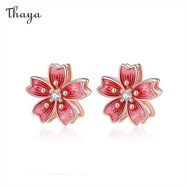 Thaya 925 Silver Rotating  Cherry Blossom Petal Earrings