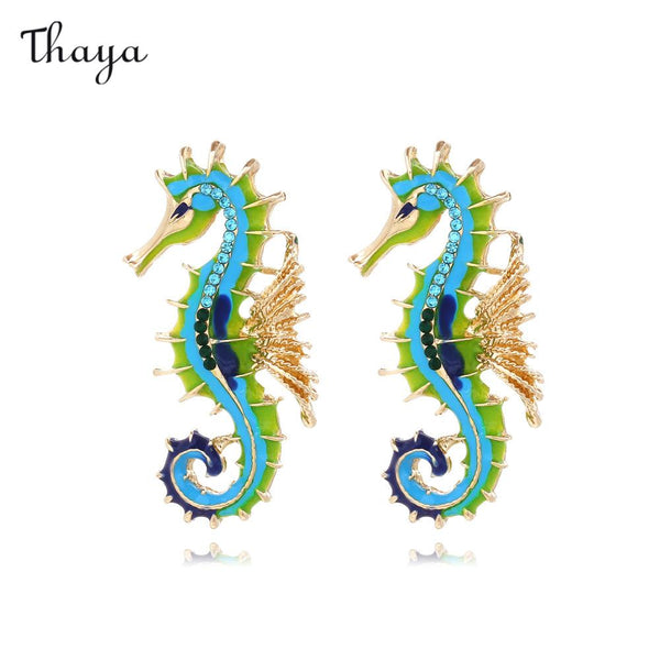 Thaya Colorful Enamel Seahorse Earrings