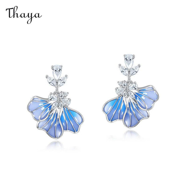 Thaya 925 Silver Magic Gradation Blue Iris Earrings