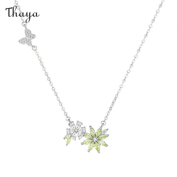 Thaya Forest Green Floral Necklace