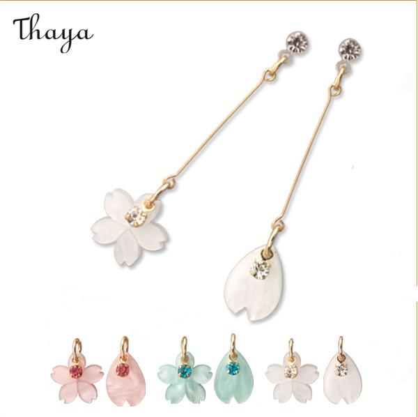 Thaya  Asymmetrical Sweet Cherry Blossoms Earrings