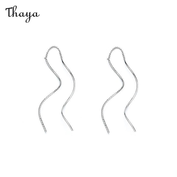 Thaya Textured Waving Tassel Long Earrings